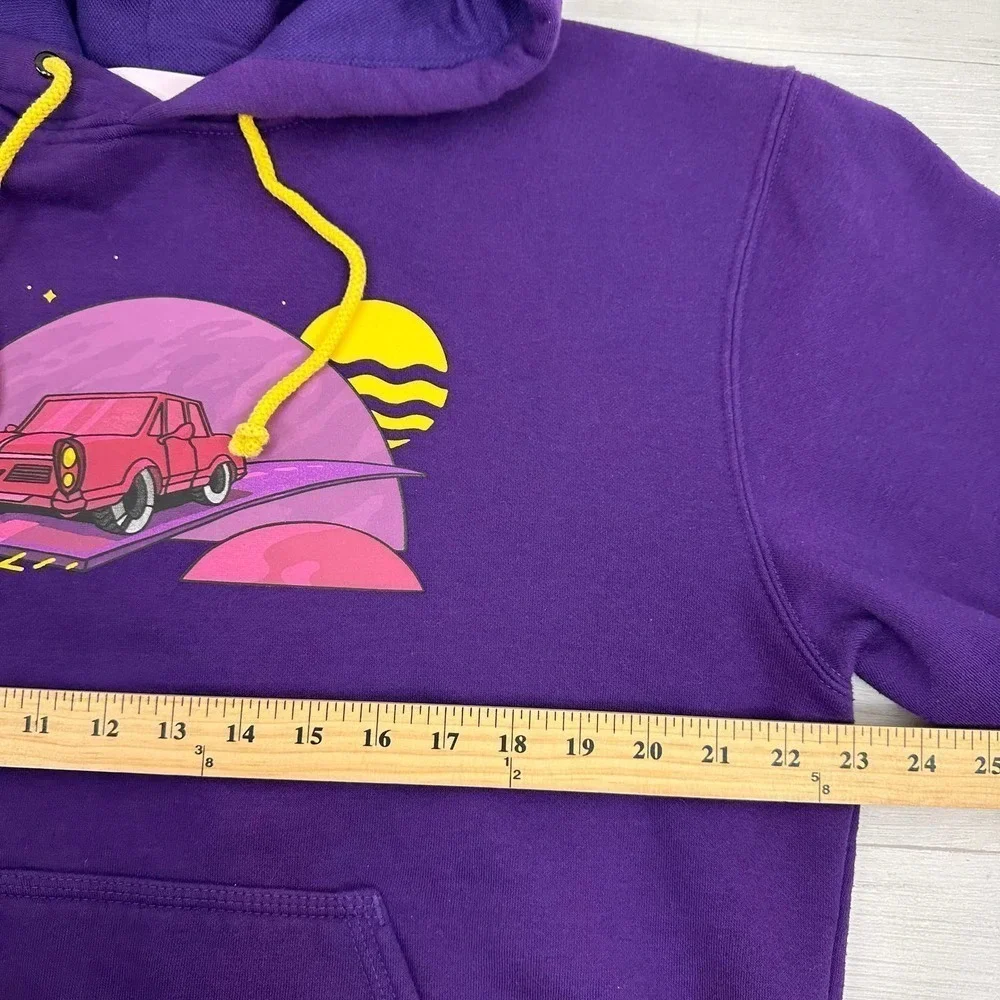 Five Hills Quackity Night Drive Hoodie Sweatshirt‎ Men Size Medium Purple Fleece
